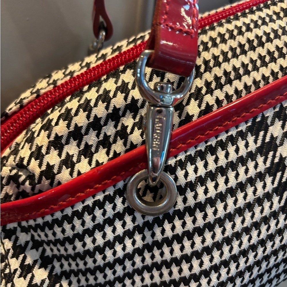 Ralph Lauren Black White Houndstooth Barrel Baguette Shoulder Bag VINTAGE - Picture 2 of 10